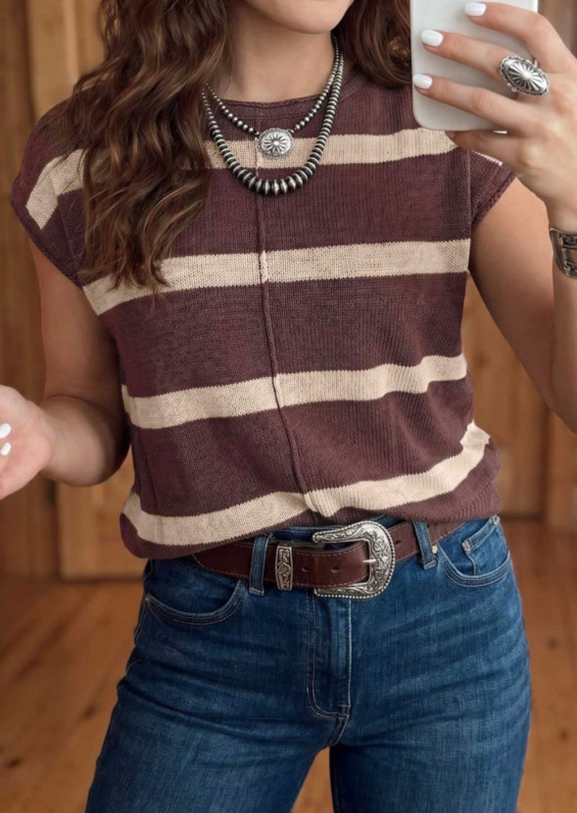 Brown khaki stripe sweater