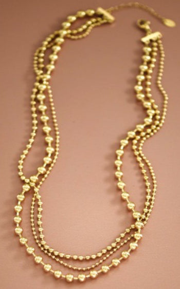 3 strand chunky gold ball stainless steel necklace