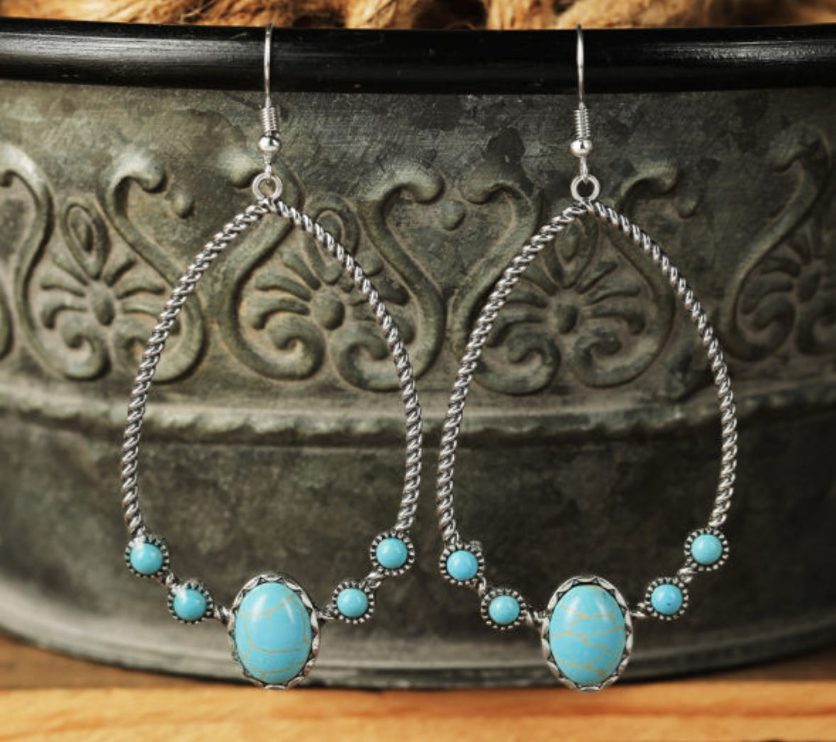 Chunky turquoise earrings