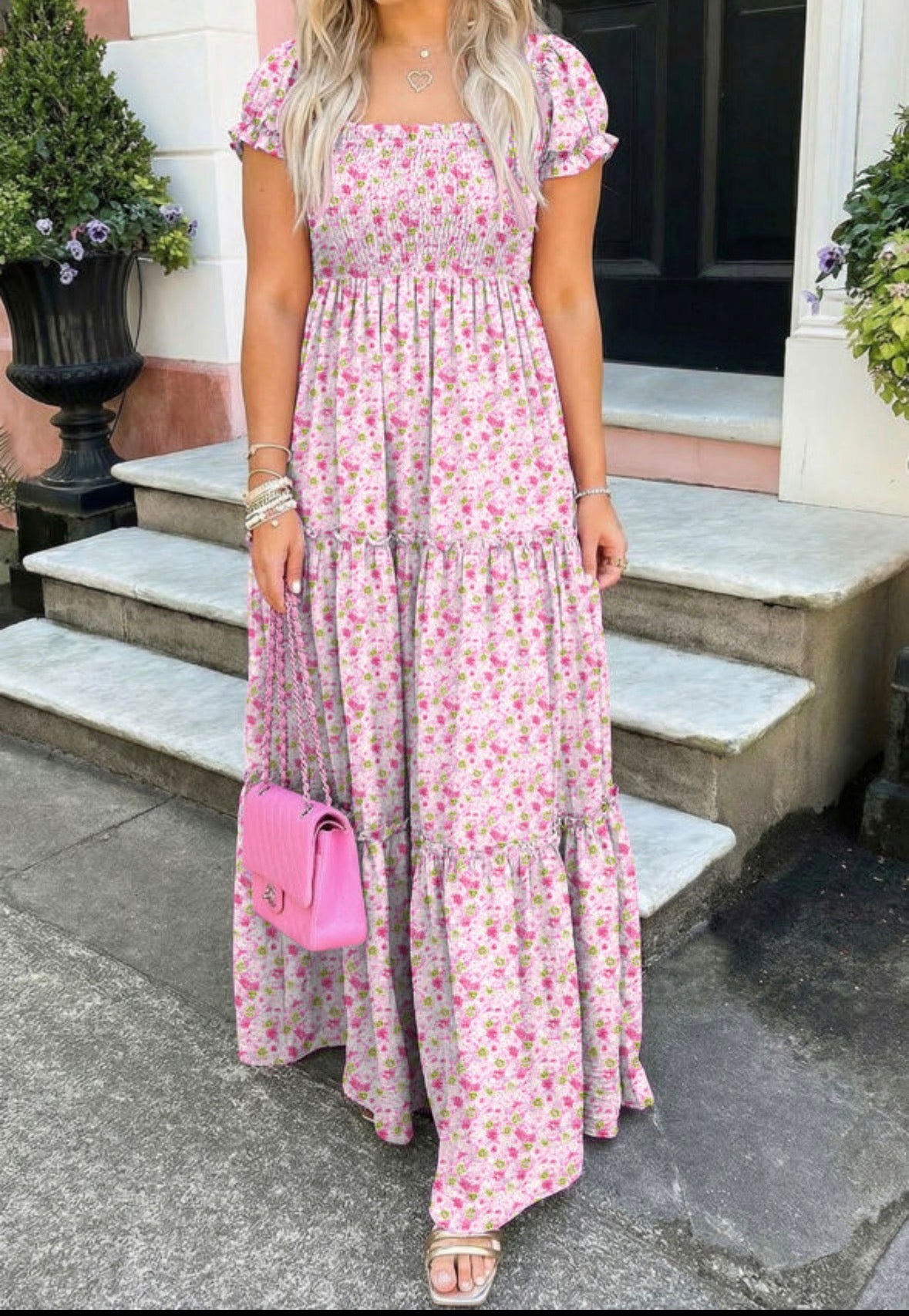 Pink floral maxi