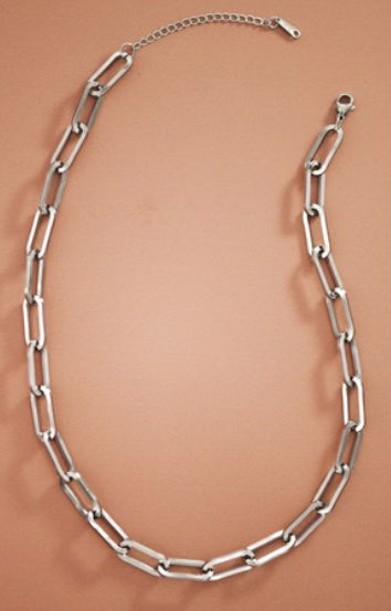 Chunky silver paperclip necklace stainless steel