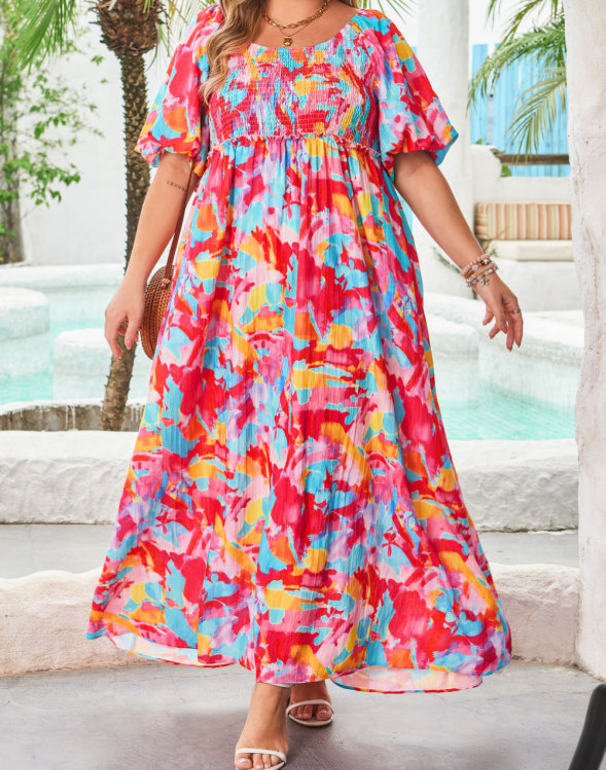 Multicolor maxi dress-extended size
