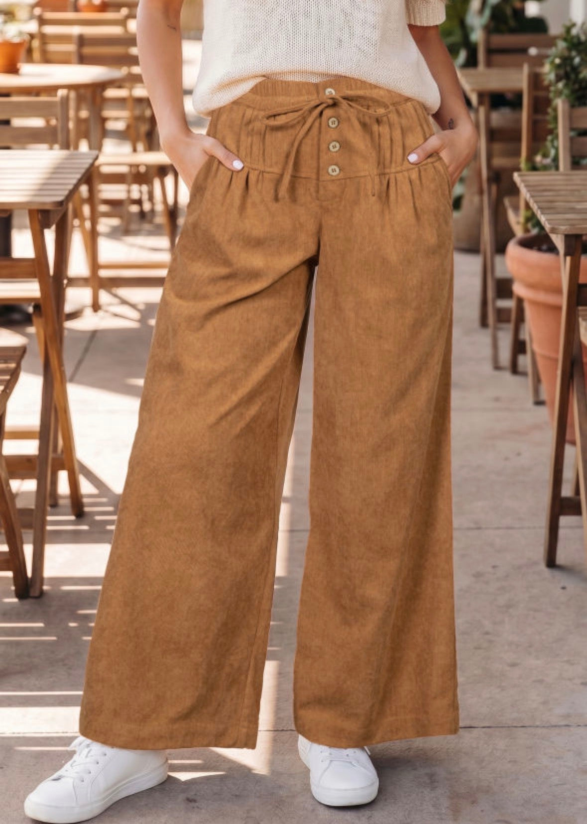 Brown corduroy button fly pants