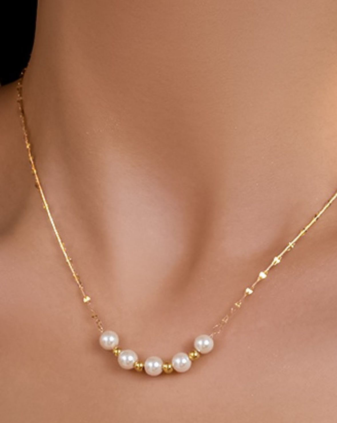 1 strand pearl necklace-stainless