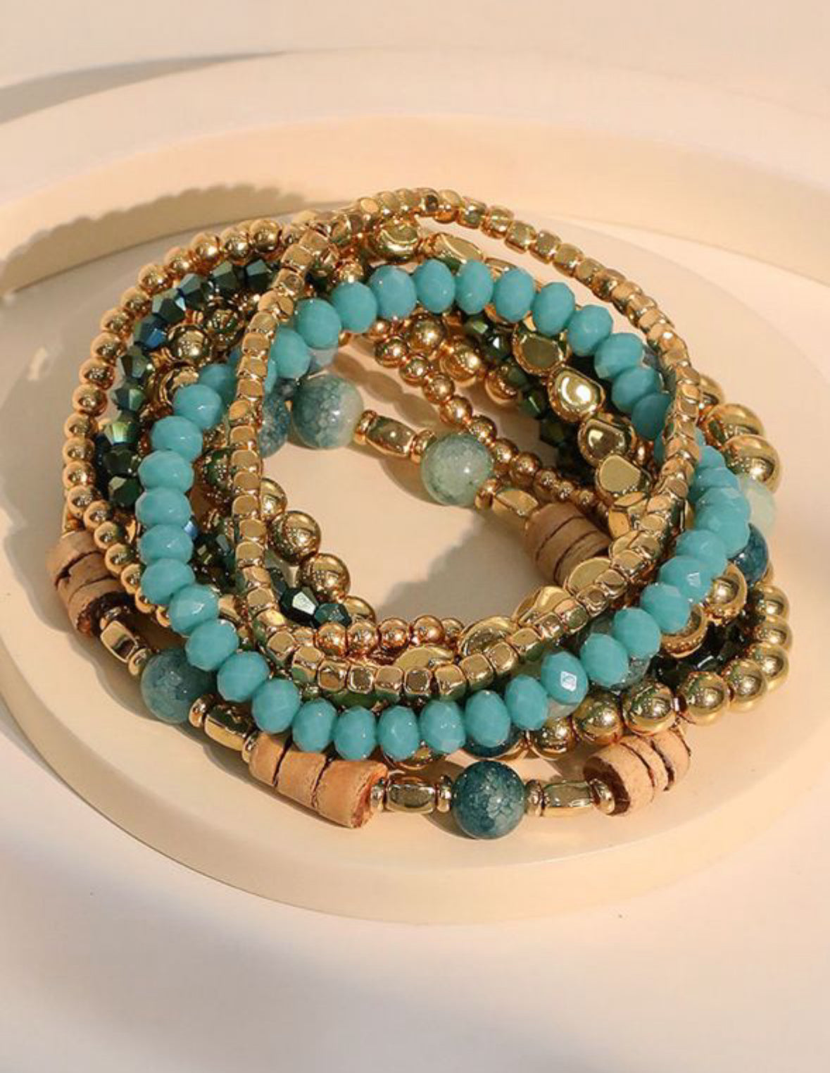 Turquoise/gold bracelet set