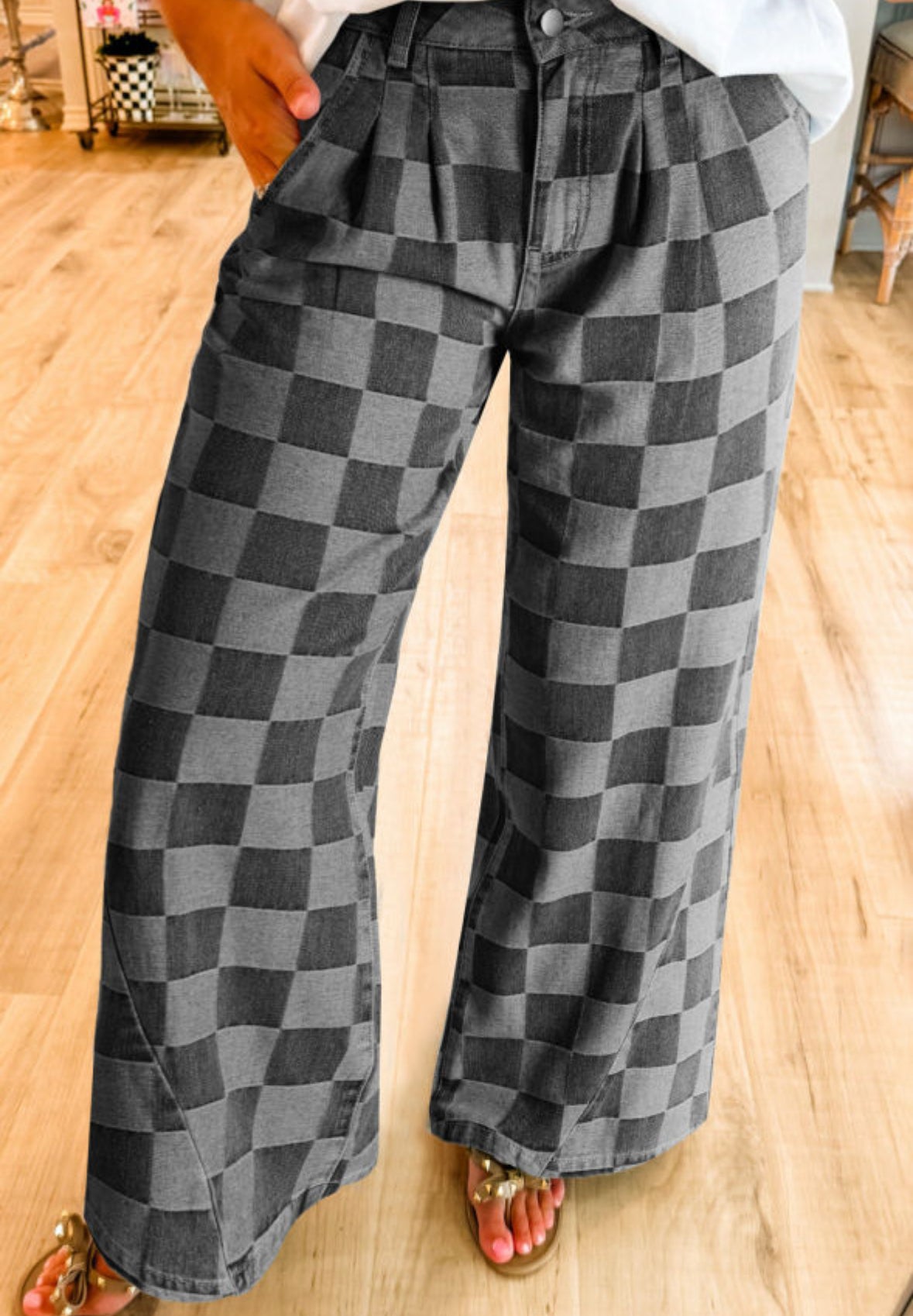 Checkered gray denim