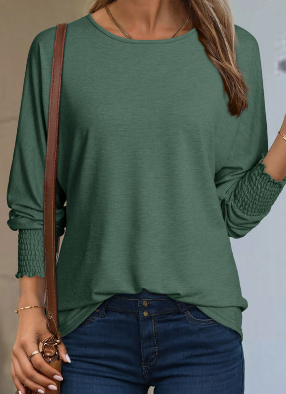 Heathered green elastic sleeve