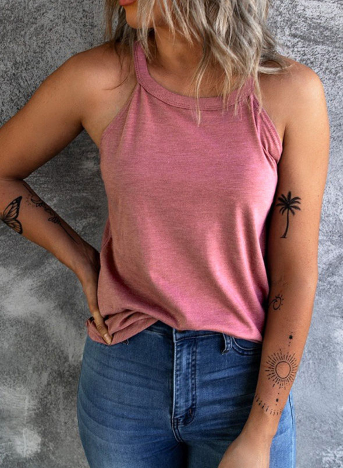 Pink heathered tank