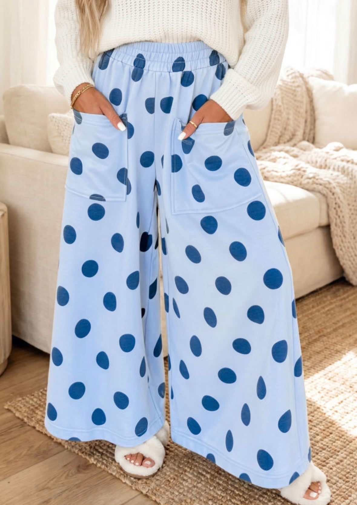 Blue polka dot pants