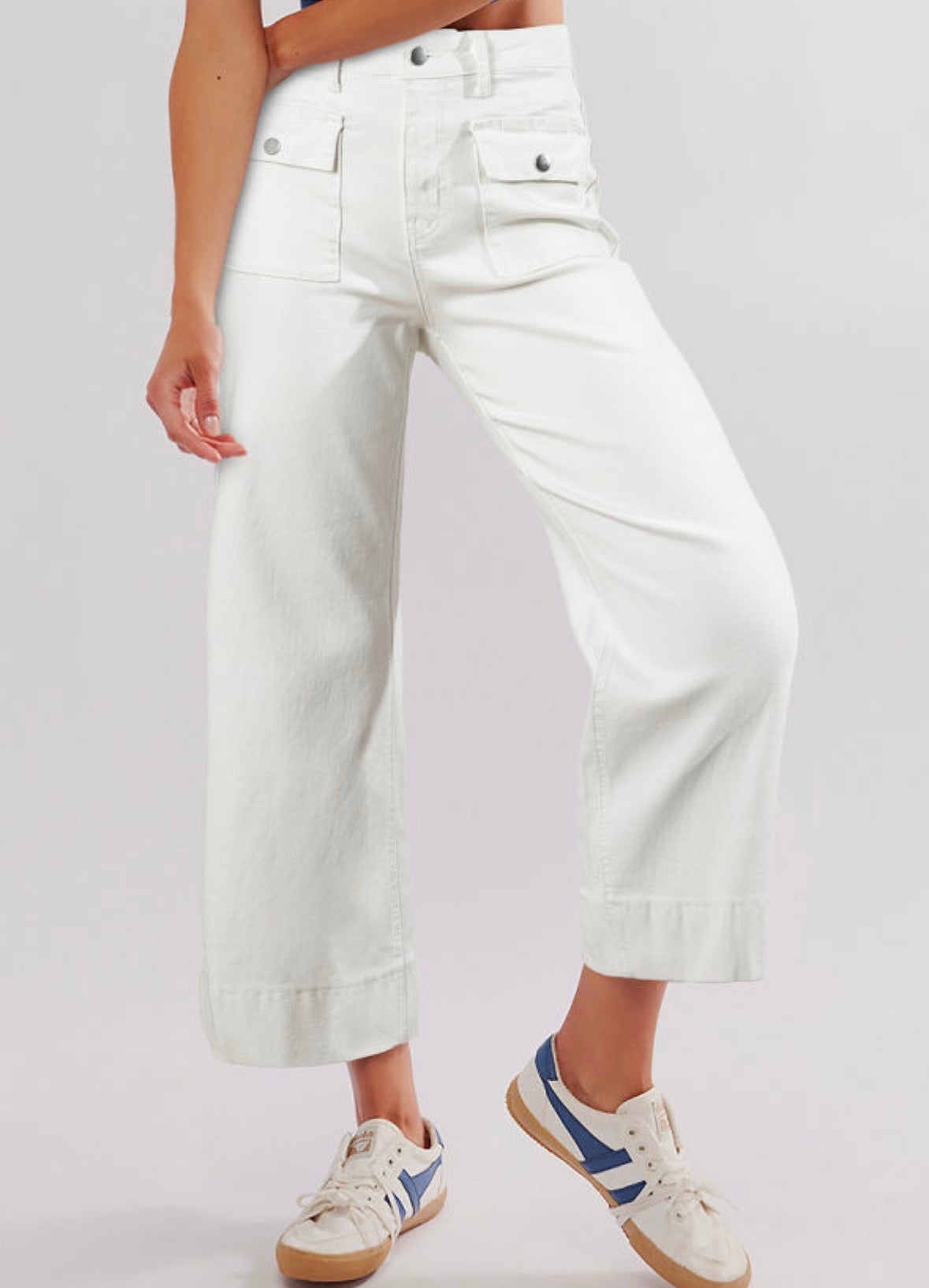 White wide leg denim