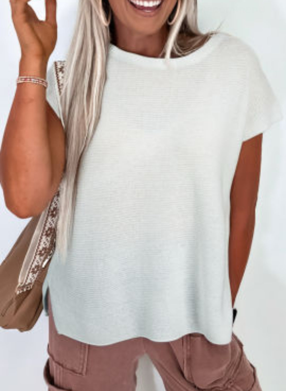 White summer sweater split hem