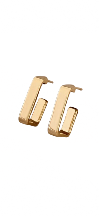 Gold open back earring