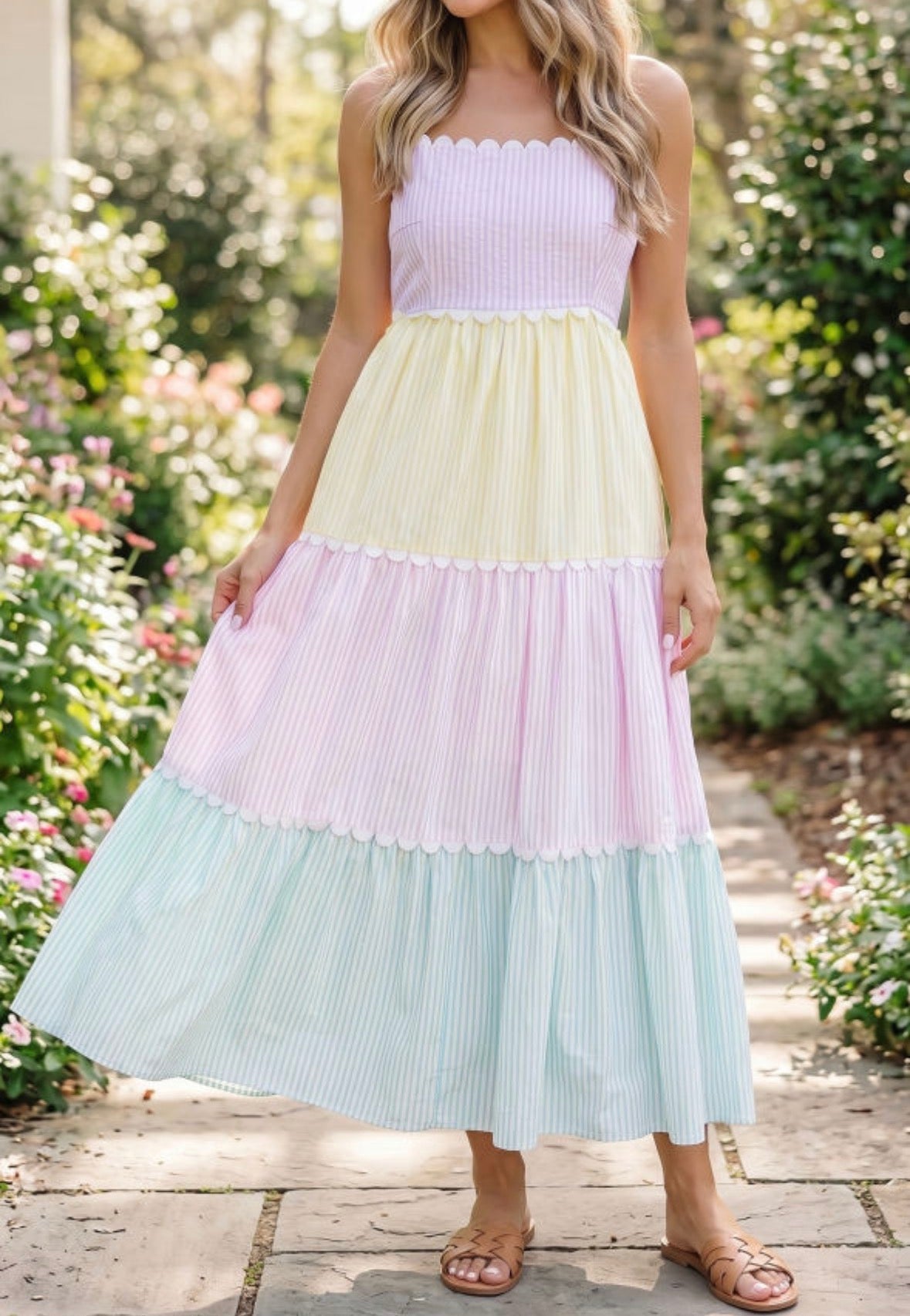Patchwork seersucker dress
