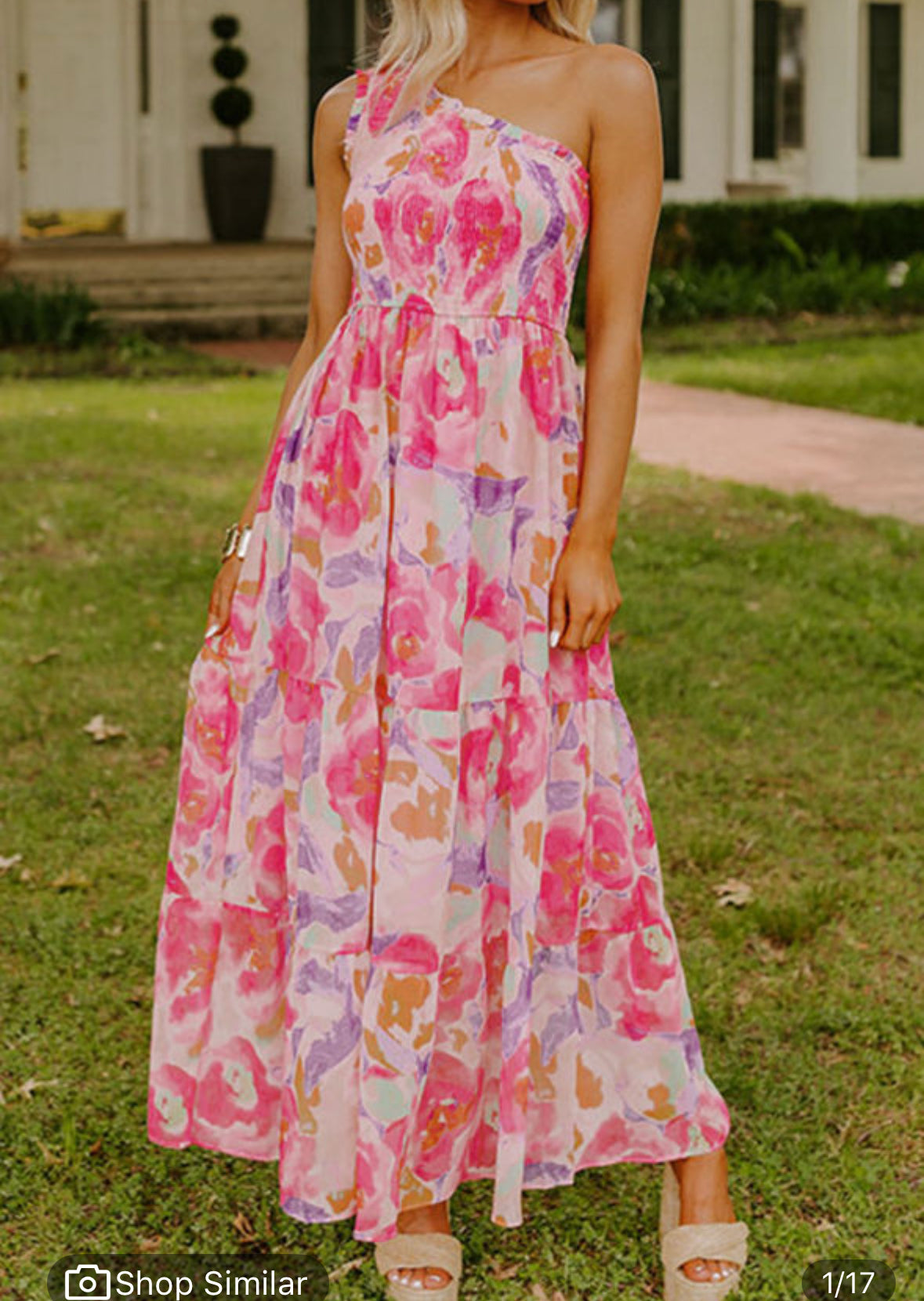 Floral one shoulder maxi dress