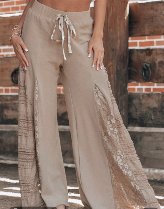 Khaki lace pants