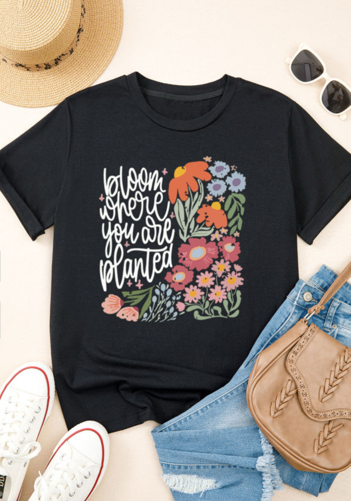 Bloom where you are planted graphic tee