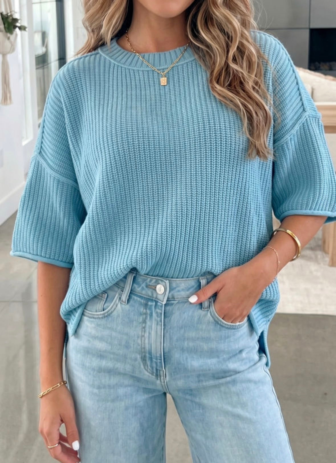 Light blue knit sweater