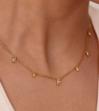 Dainty Crystal stainless steel necklace