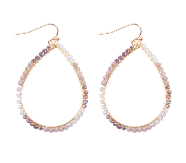 Purple faceted bead earrings