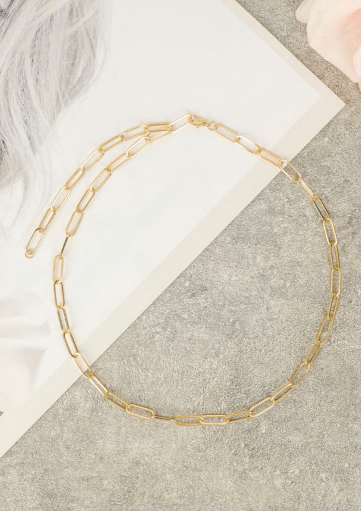 Gold paperclip necklace