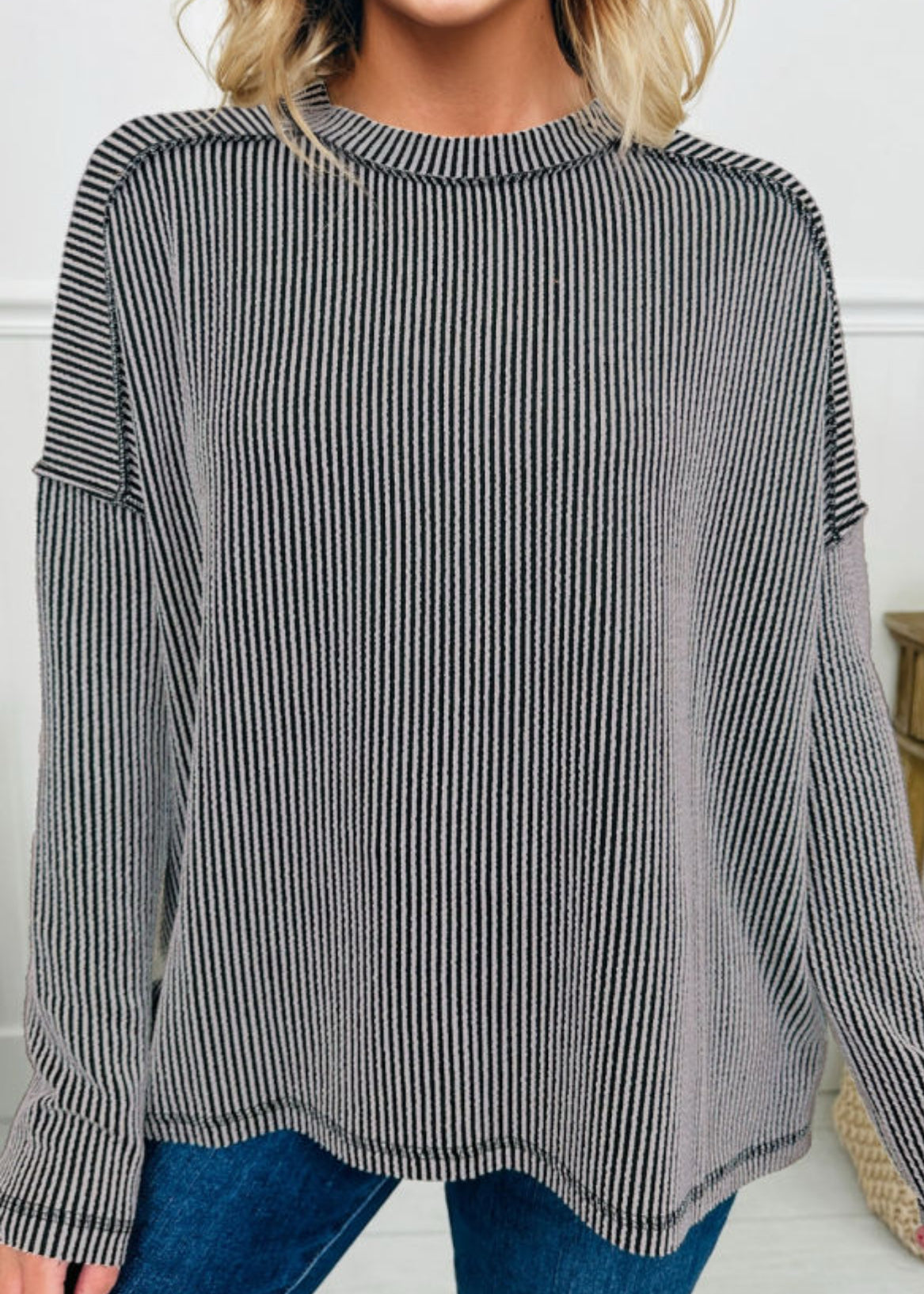 Black textured long sleeve