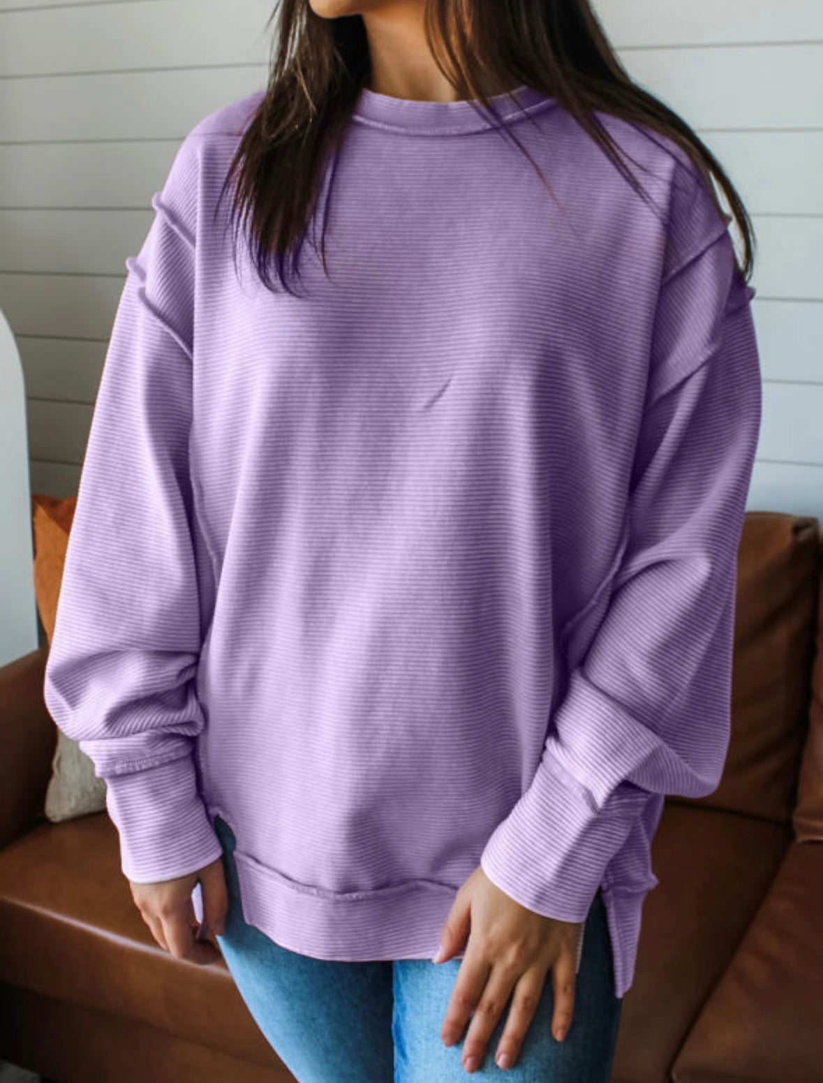Purple textured athletic split hem