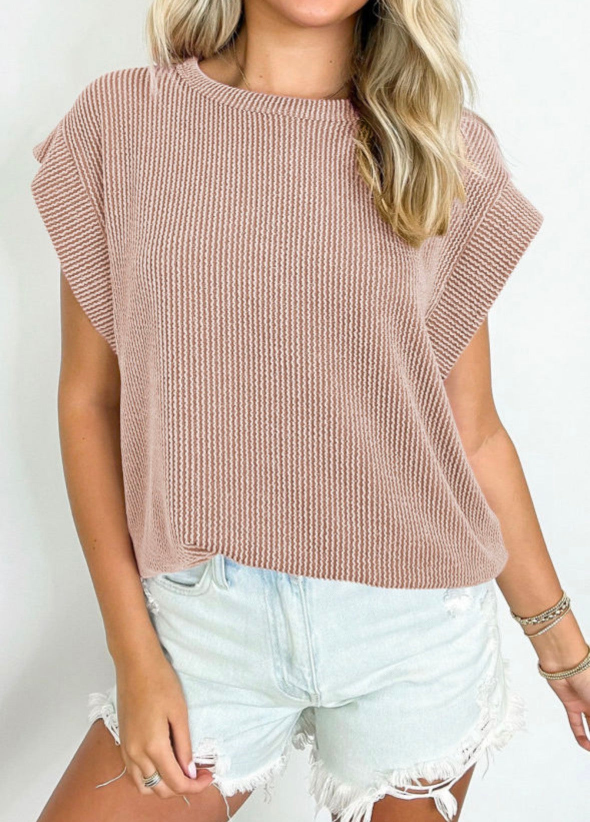 Khaki textured cap sleeve