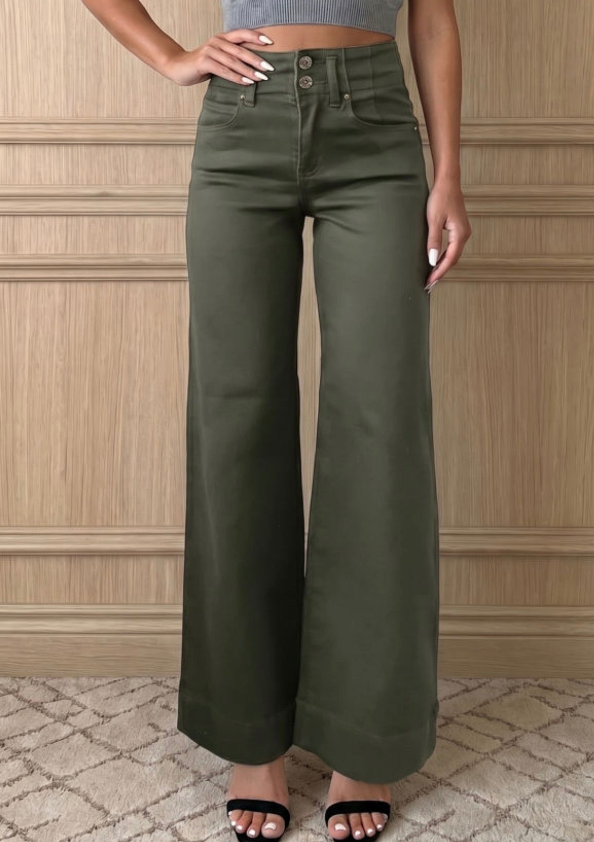 Full length green jeans