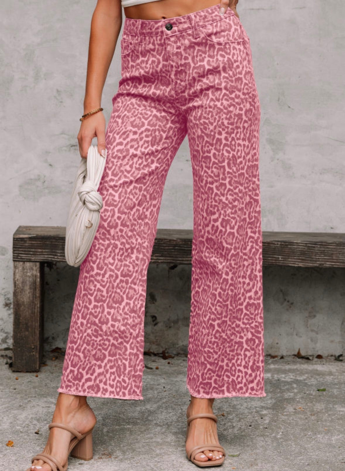 Pink leopard print jeans