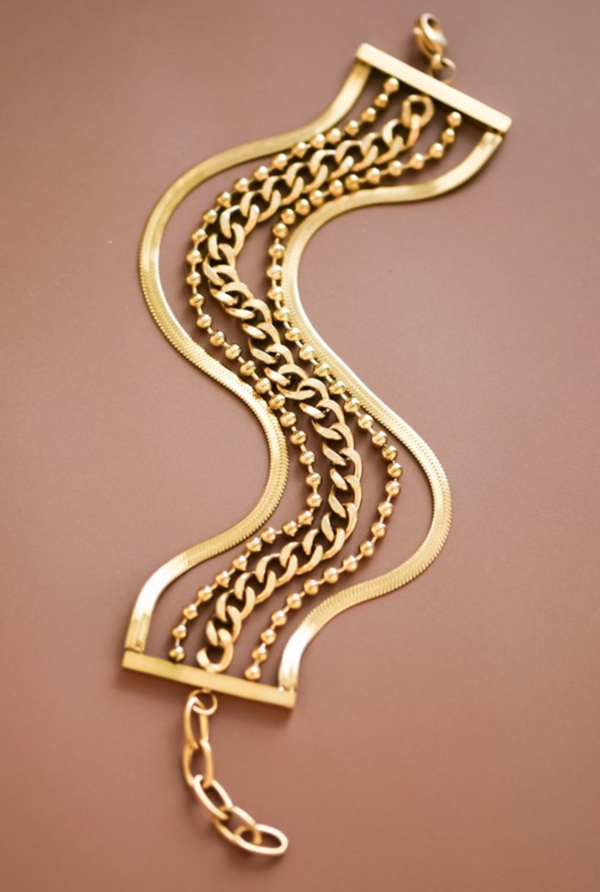Multi strand gold stainless steel bracelet
