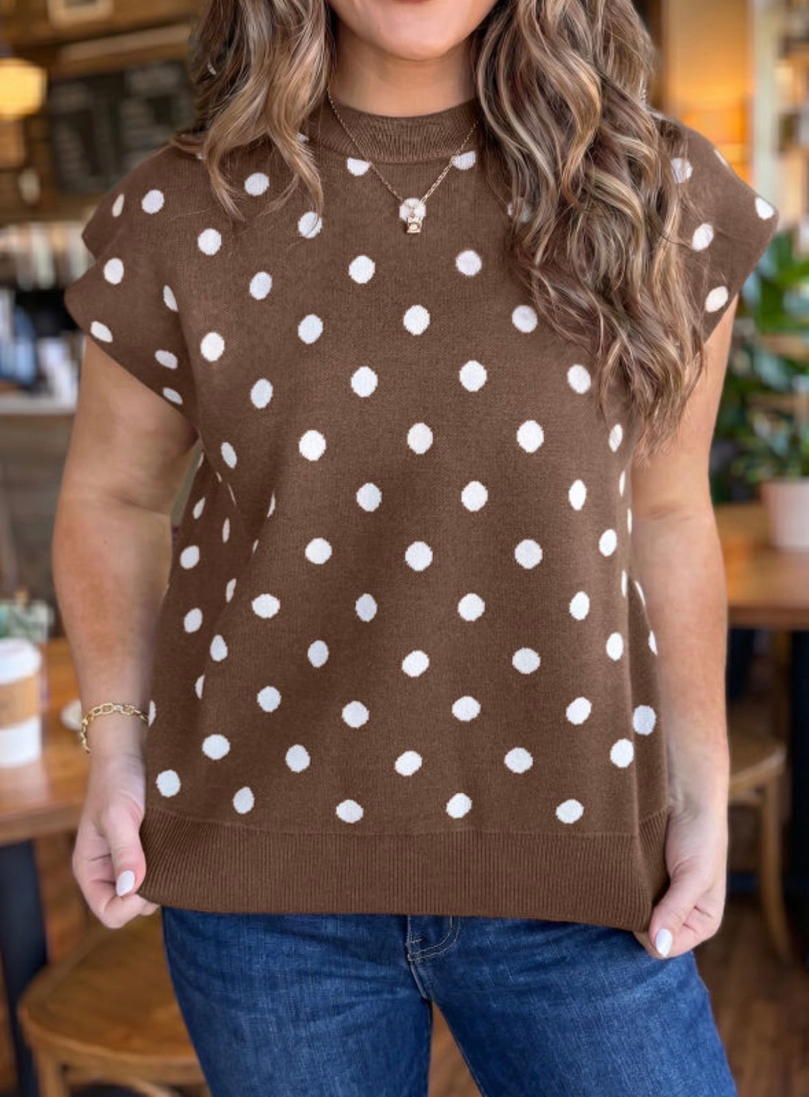 Dark brown polka dot sweater