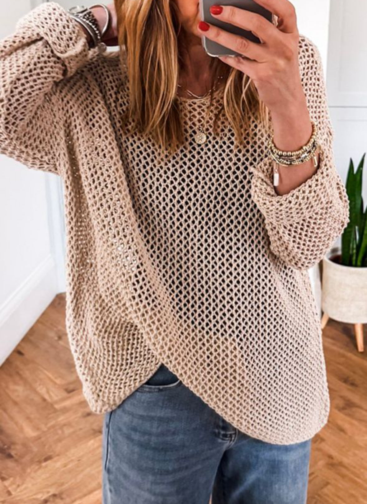 Loose weave oatmeal sweater