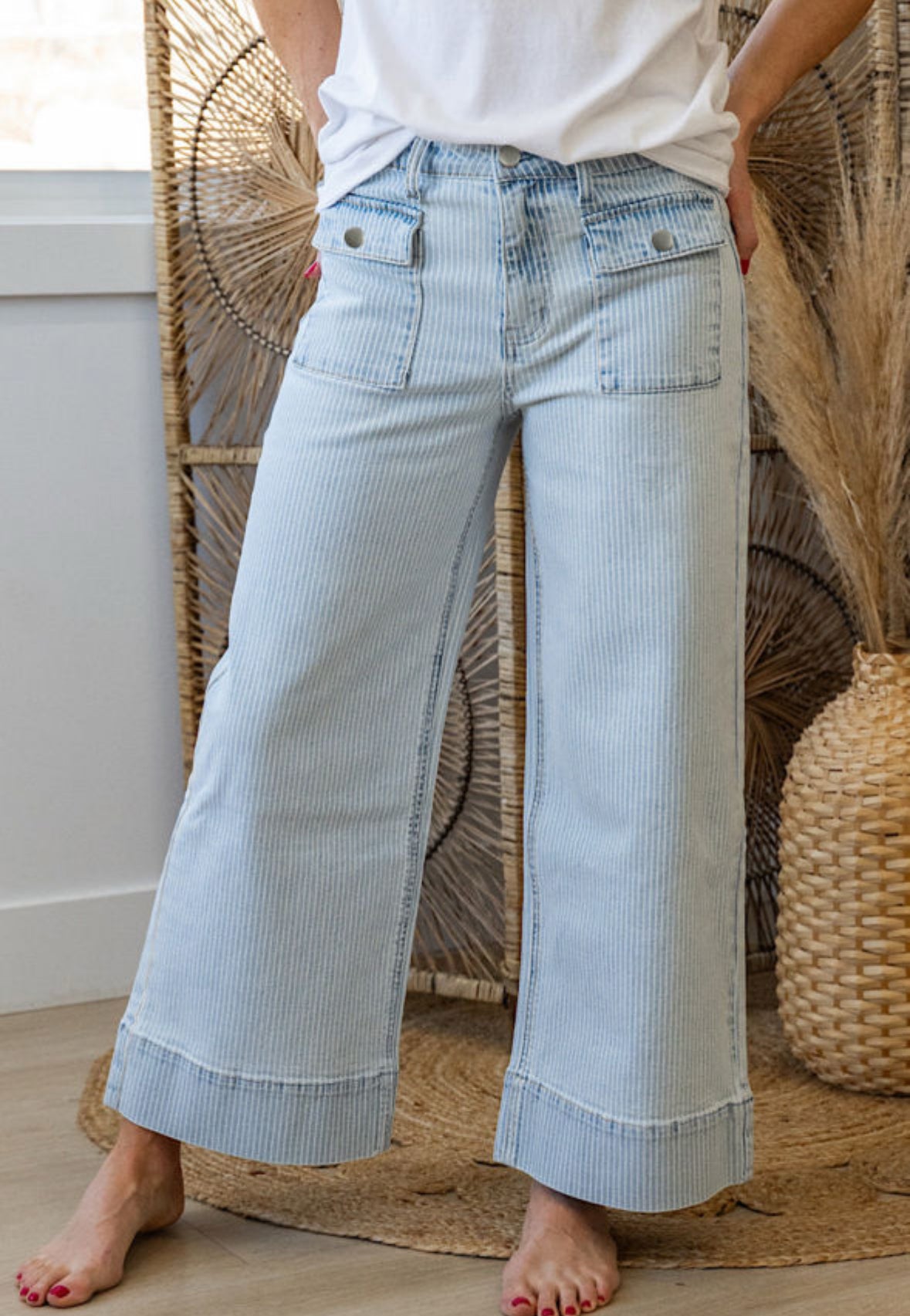 Striped front pocket jeans