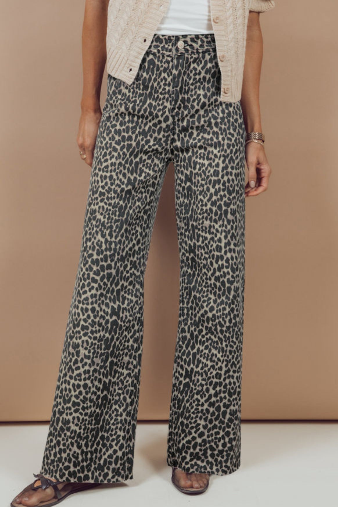 Dark leopard denim
