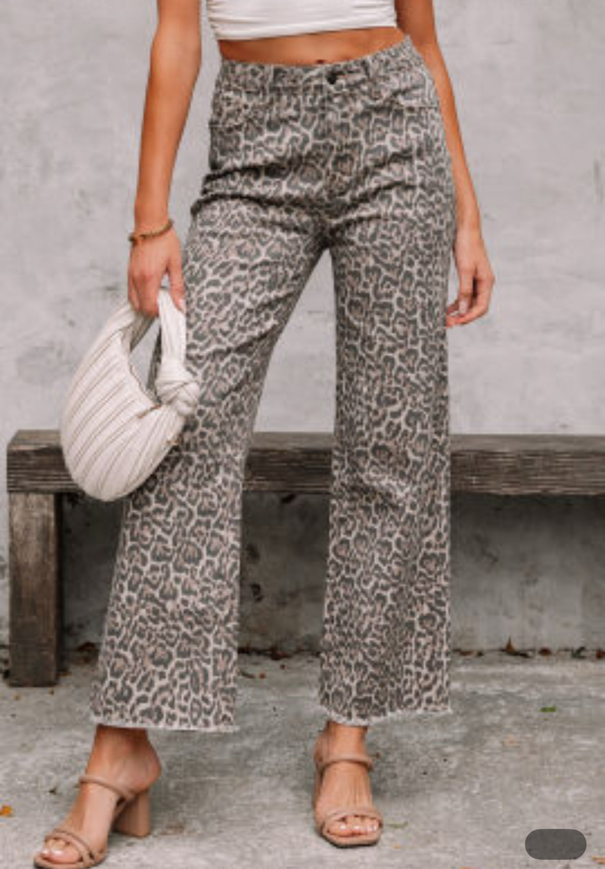 Leopard wide leg jeans