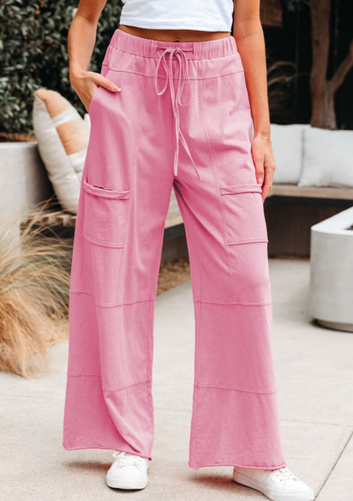 Pink mineral wash comfy pants