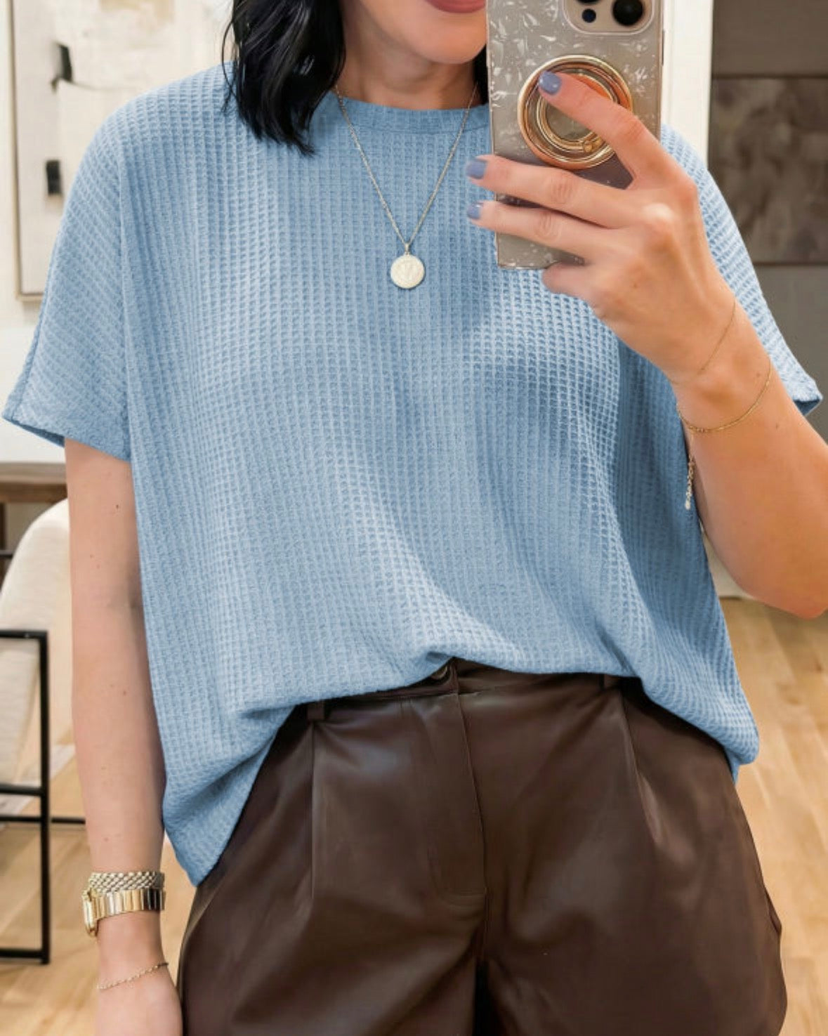Blue thermal  short sleeve