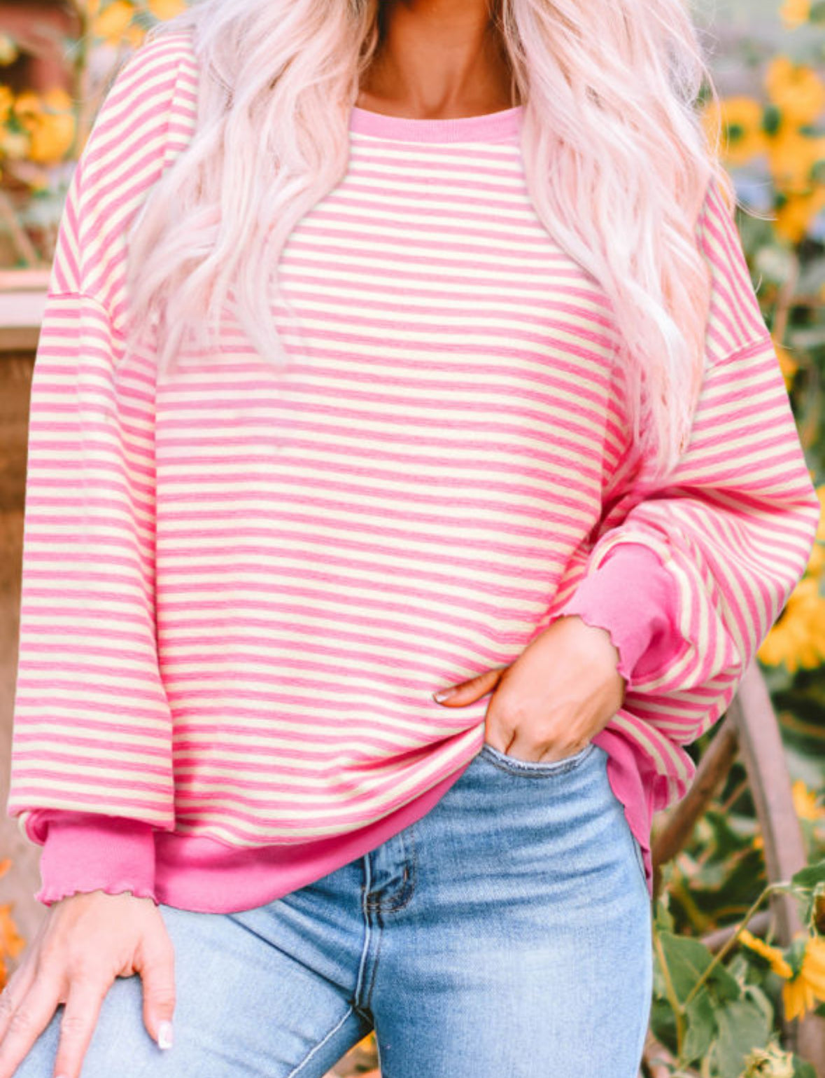 Pink and white stripe lettuce cuff