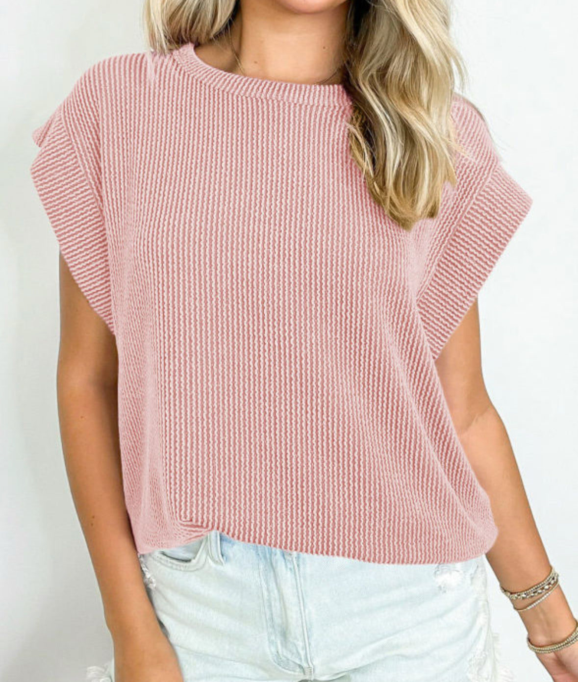 Dusty rose textured cap sleeve