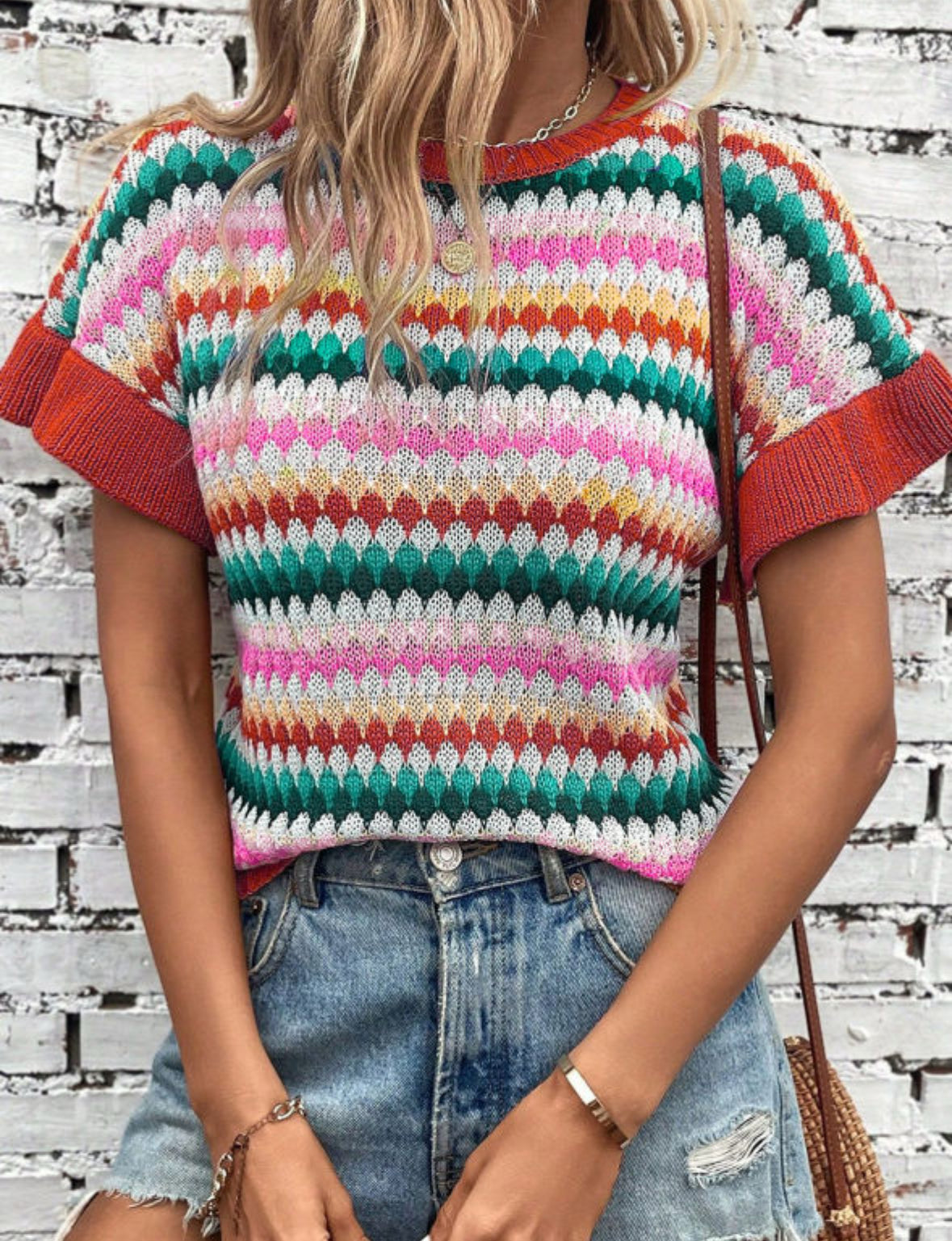 Red geometric sweater