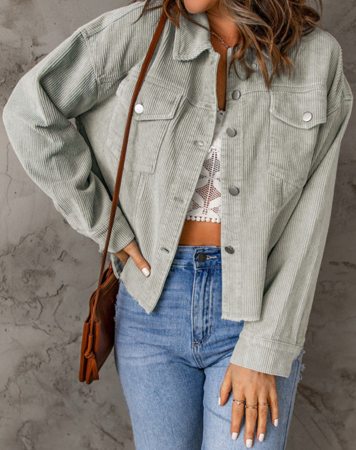 Grayish green corduroy jacket