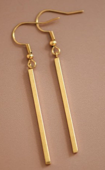 Gold bar earrings stainless steel
