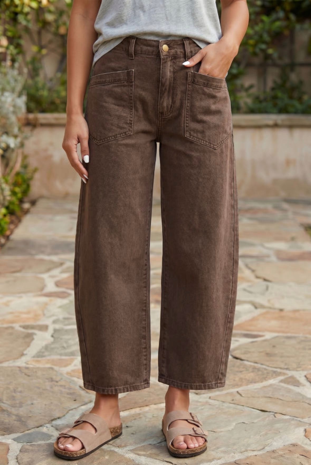 Brown barrel cut jeans