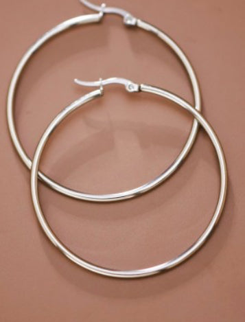 Stainless steel silver hoops