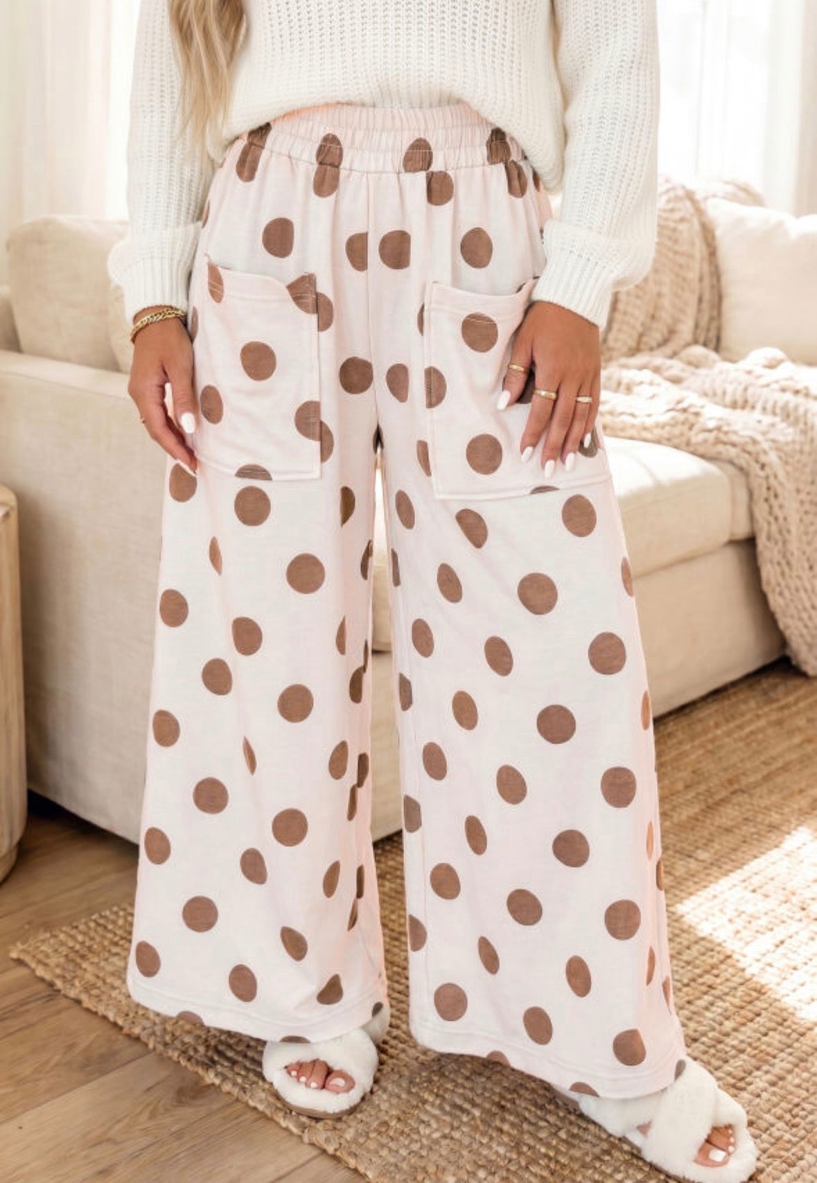 Brown polka dot pants