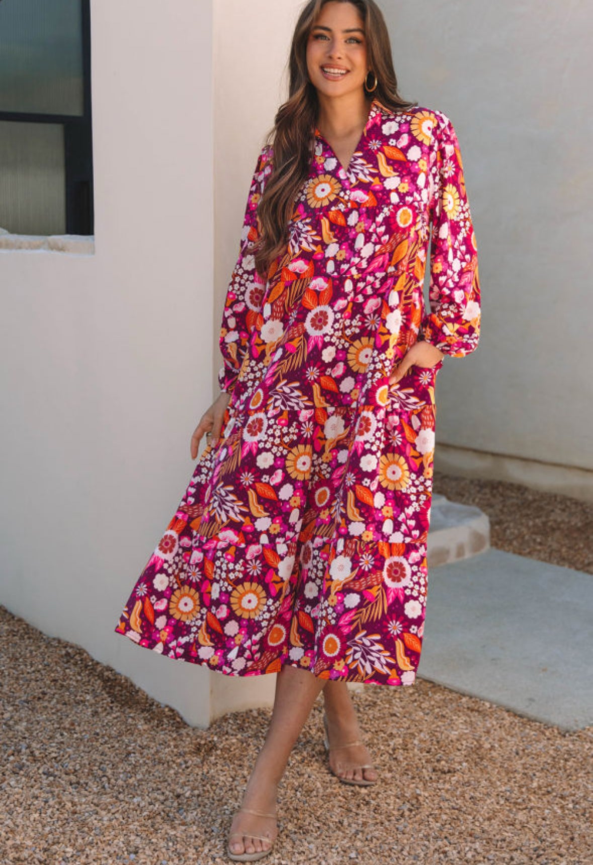 Fall floral maxi dress