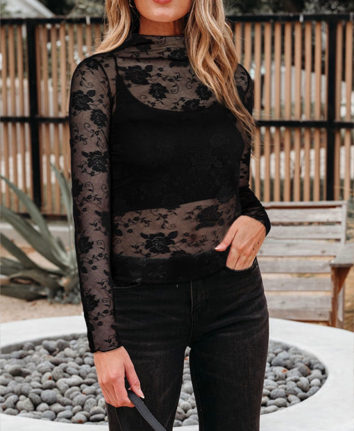 Sheer black floral