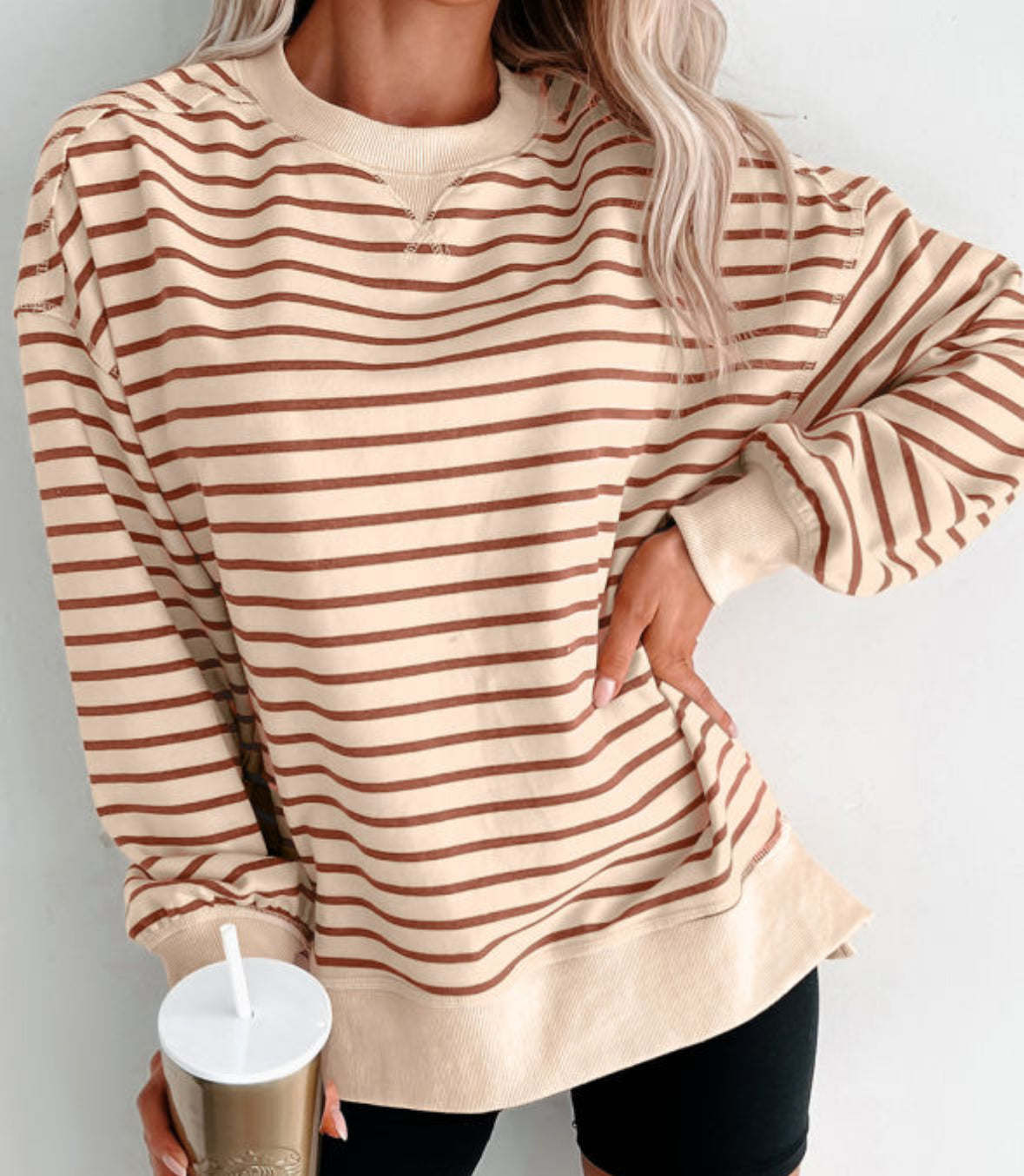 Brown/khaki stripe sweatshirt