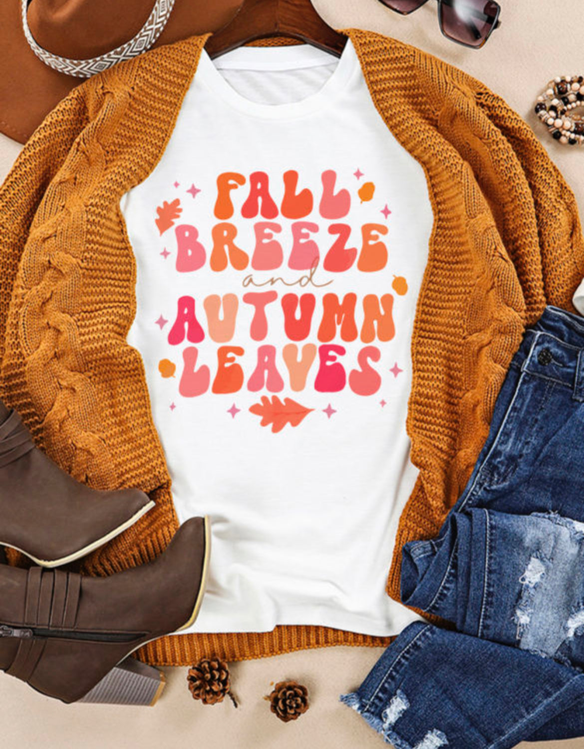 Fall breeze and autumn leaves graphic