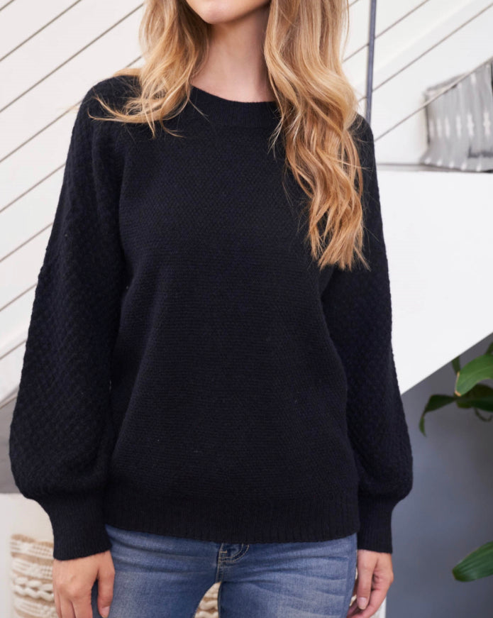 Black puffy sleeve sweater